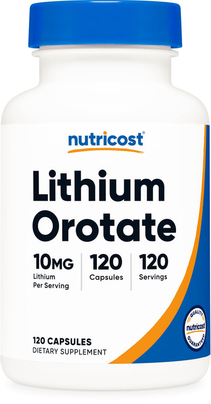 Nutricost Lithium Orotate (10mg) 120 Capsules - Vegan Lithium Supplement, GMO-Free, Gluten-Free Nutricost
