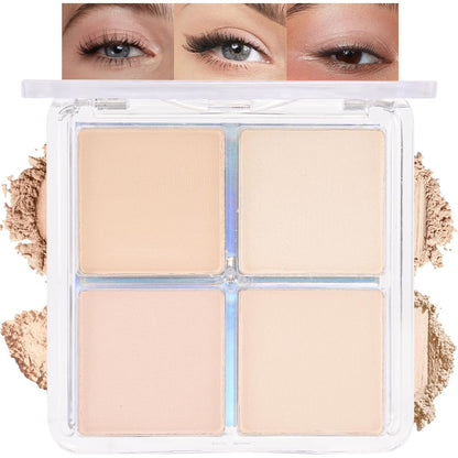 HHLTOH 4 Colors Vanilla Nude Eyeshadow Palette, Light Beige Pink Ivory White Quads, Matte & Shimmer Soft Blendable Eye Shadow, Natural Everyday Makeup for Mature Skin, Vegan, Sombras de Ojos HHLTOH