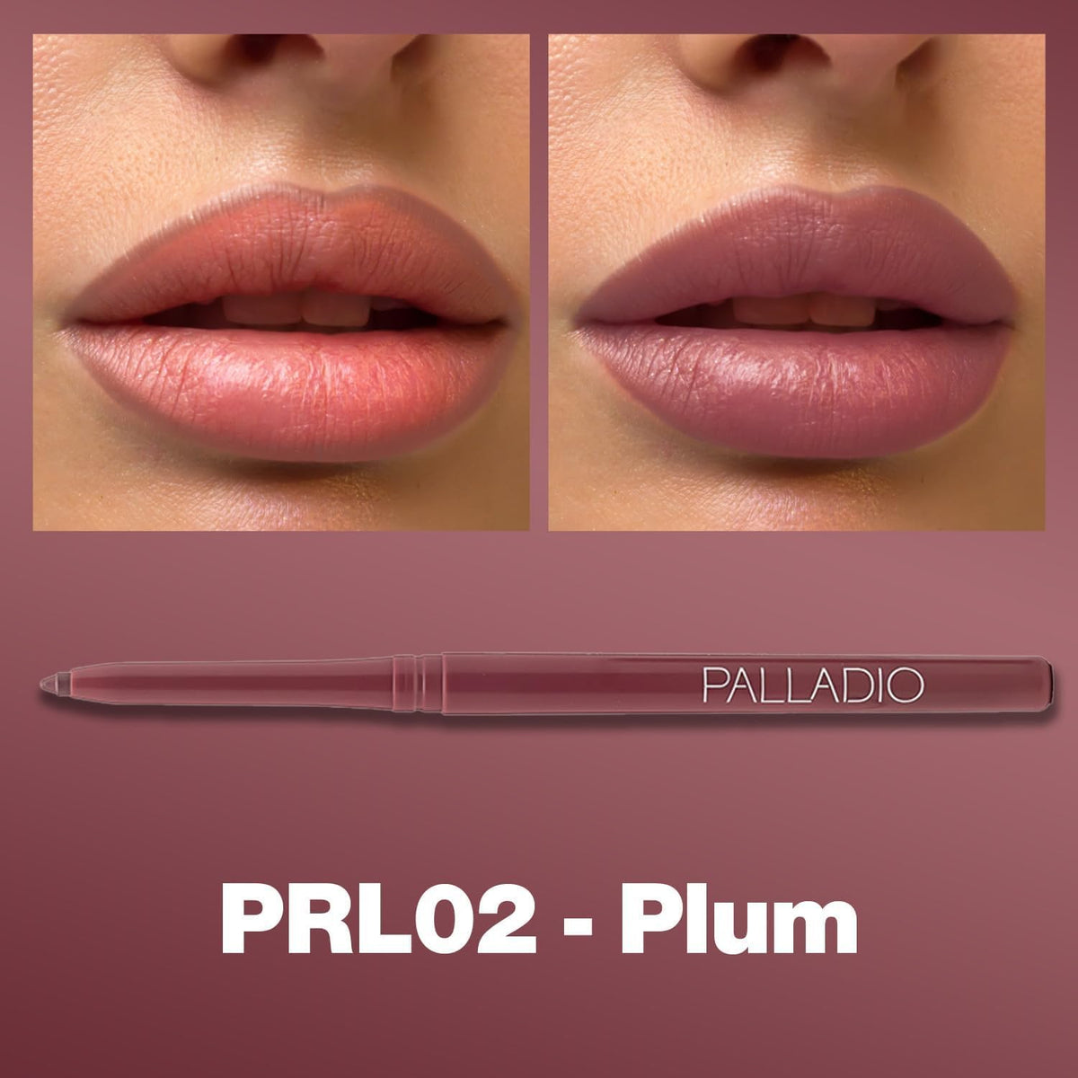 Palladio, Retractable Waterproof Lip Liner High Pigmented and Creamy Color Slim Twist Up Smudge Proof Formula with Long Lasting All Day Wear No Sharpener Required, Plum Palladio