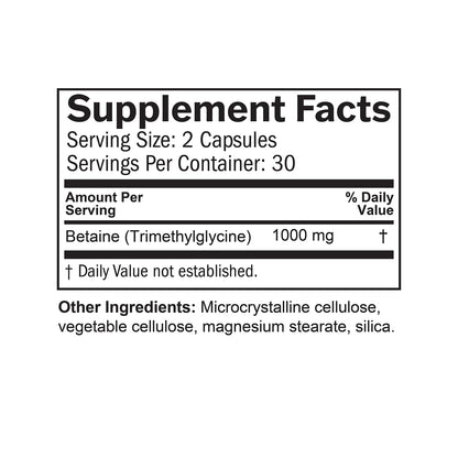 BRAINMD Dr Amen Betaine TMG - 60 Capsules - Mood & Methyl Support - Gluten Free - 30 Servings
