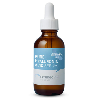 Hyaluronic Acid Serum for Skin 100% Pure Anti Aging Intense Hydration Moisture Non greasy Paraben free, Wrinkle Reducing and Brightening Serum (Pro Formula) 2oz Cosmedica Skincare