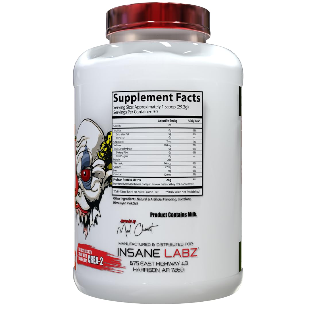Insane Labz ProLean | Premium Hydrolyzed Collagen Protein & Whey Isolate Protein Powder | 26g Protein | Low Fat, Zero Sugar | 50 Servings Chocolate Ice Cream