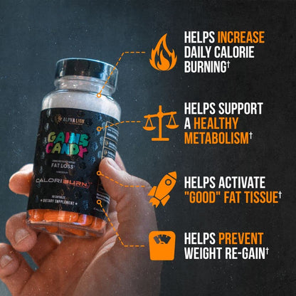 ALPHA LION Gains Candy, Pills that Support Weight Loss, Energy Supplements, 100% Natural Extract, Calorie Burning, Regulates Healthy Metabolism, 60 Capsules (Fat Loss - CaloriBurn®)