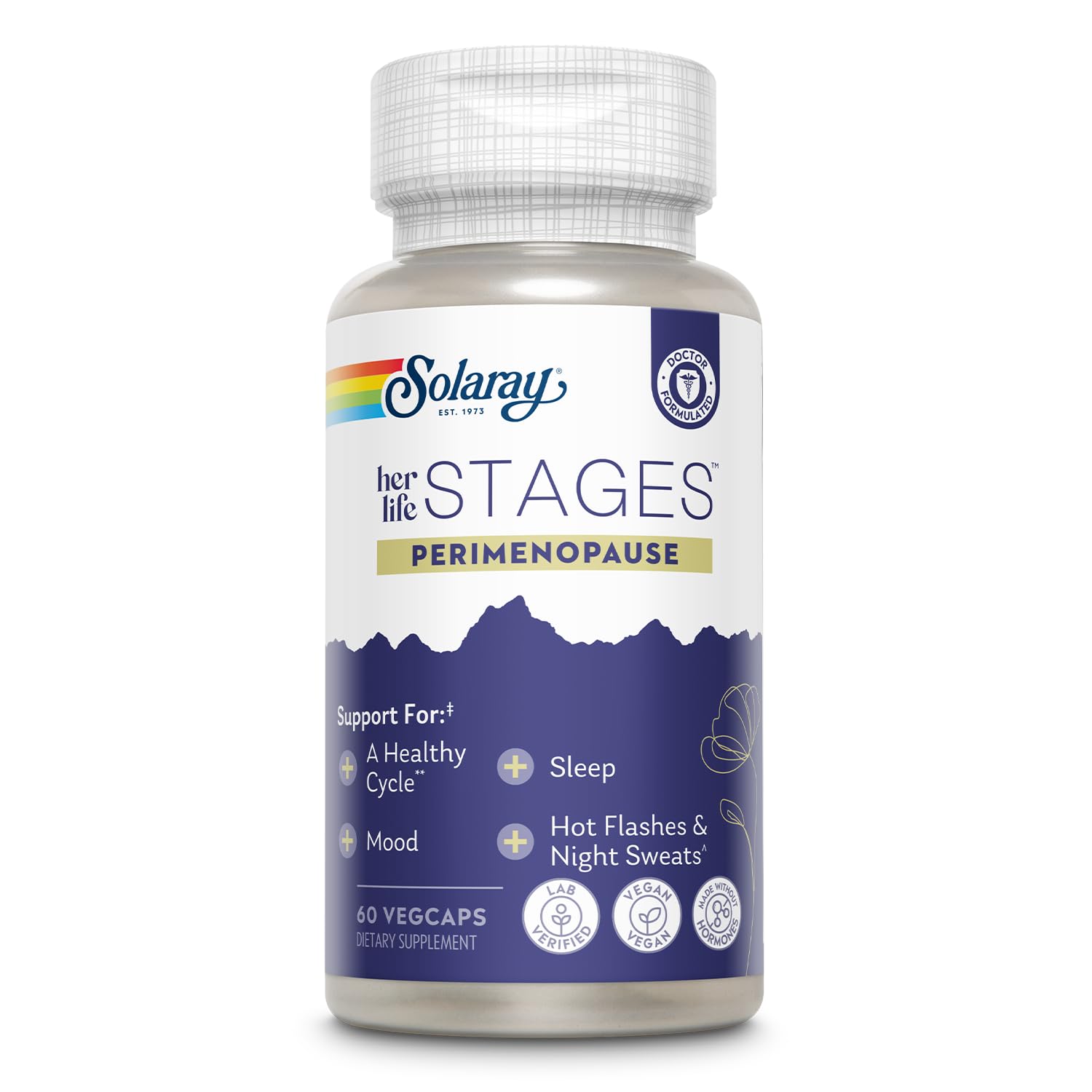 SOLARAY Perimenopause her Life Stages - Perimenopause Supplements Women - Hot Flashes, Menopause Support - Saffron and Chasteberry - Made Without Hormones - 60-Day Guarantee - 30 Servings, 60 VegCaps SOLARAY buy australia supplements