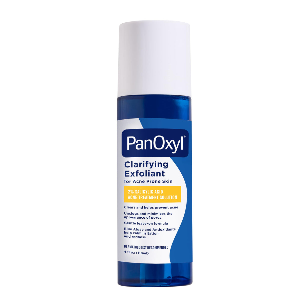 PanOxyl Clarifying Exfoliant with 2% Salicylic Acid, BHA Liquid Exfoliant for Face, Unclogs, Minimizes Appearance of Pores, Blue Algae and Antioxidants Help Calm Redness, For Acne Prone Skin, 4 fl oz PanOxyl
