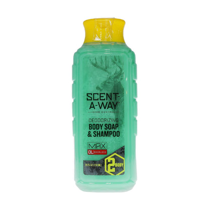 Hunters Specialties Scent-A-Way MAX Liquid Body Soap & Shampoo - Odorless Green Soap Scent Eliminator for Hunters, Trappers, Anglers, and Campers - 24 OZ Hunters Specialties