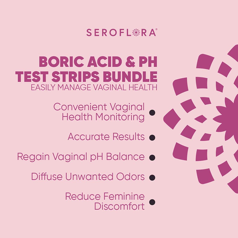 Seroflora Boric Acid Vaginal Suppositories 600mg (28ct) & 40 pH Test Strips for Women Seroflora buy australia supplements