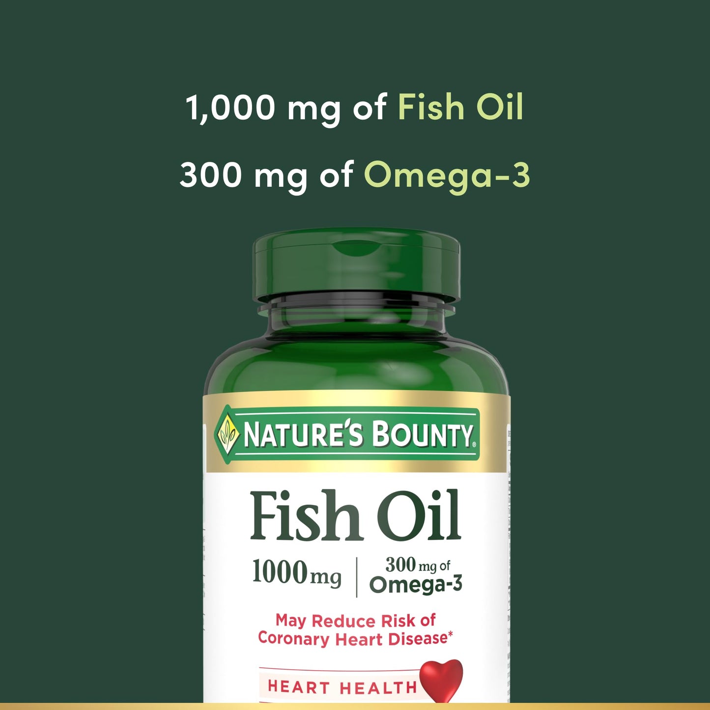 Nature’s Bounty Fish Oil, Supports Heart Health, 1000mg, Rapid Release Softgels, 145 Ct Nature's Bounty