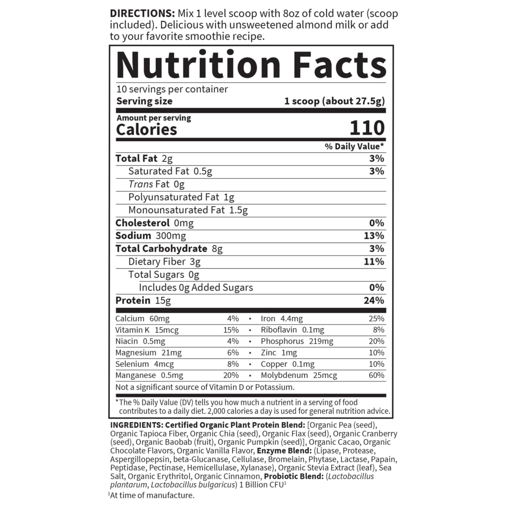 Garden of Life Organic Plant Protein Smooth Chocolate Powder, 10 Servings - Vegan, Grain Garden of Life buy australia supplements