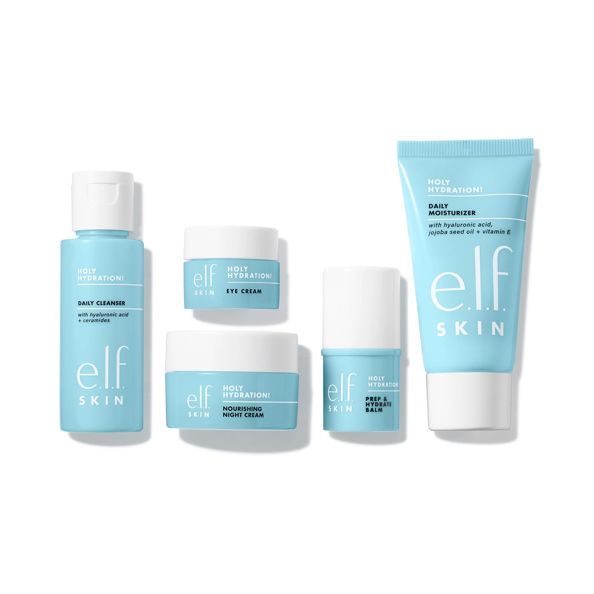 e.l.f. SKIN Holy Hydration! Jet Set Hydration Kit, Travel Friendly Hydrating Skincare Set, Face Cleanser, Balm, Moisturizer, Eye Cream & Night Cream, Vegan & Cruelty-Free e.l.f.