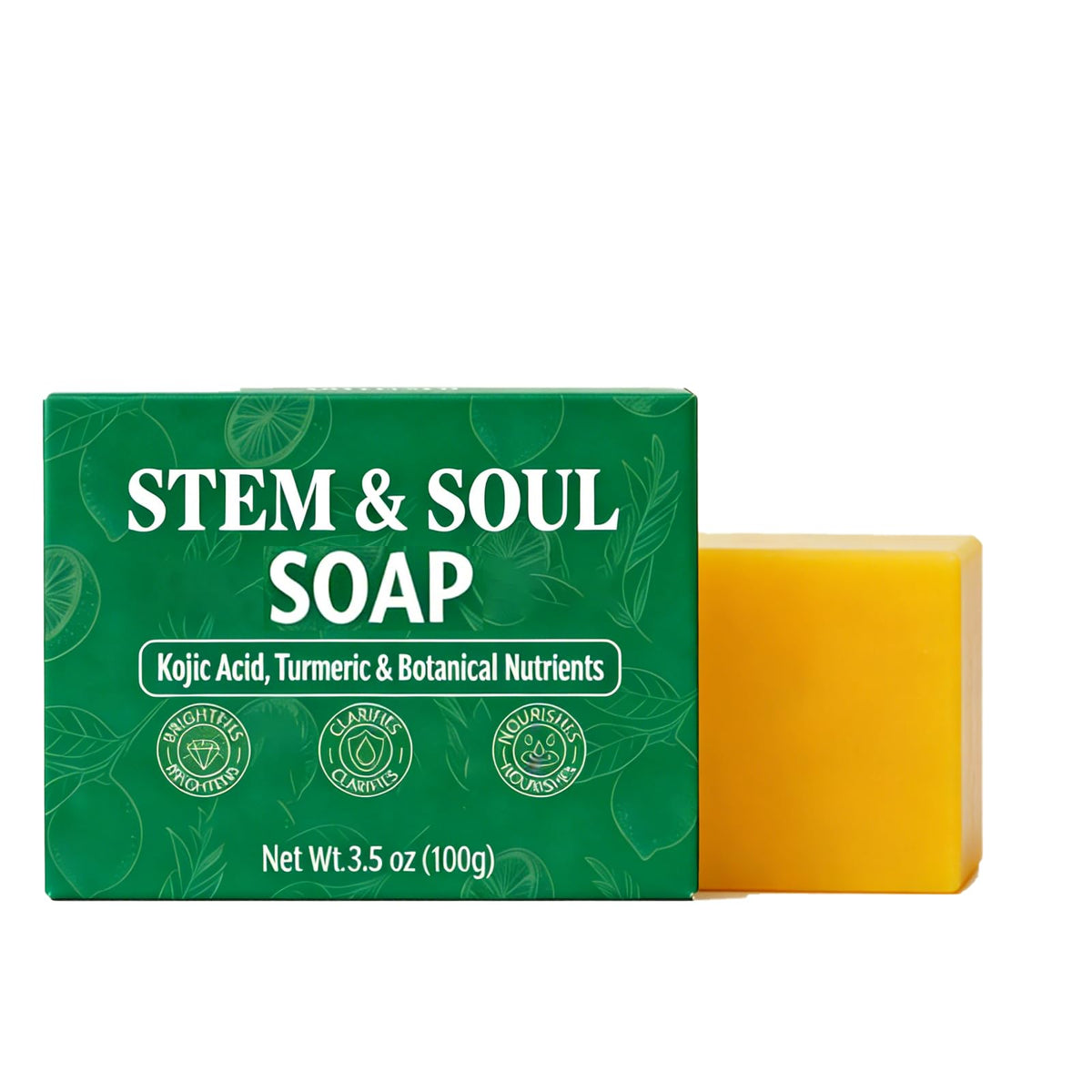Stem and Soul Soap, Upgraded Stem & Soul Turmeric Lemon Soap Bar For Dark Spots, Support Nourishes And Clarifies Help Cleaning Facial And Body Skin, And Suitable Dry And Oily Skin. (1 Pcs) Stem and Soul