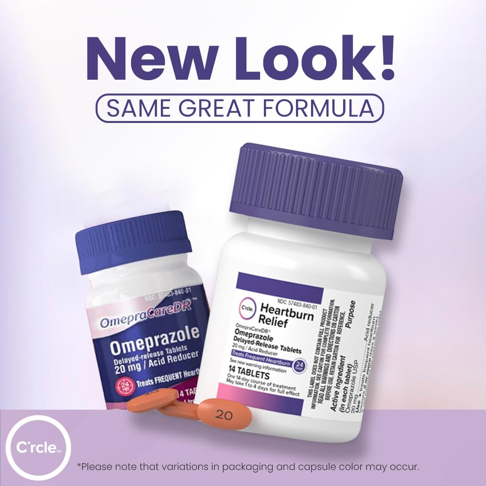 Omeprazole 20mg Bulk 84 ct - Heartburn Medicine Omeprazole Tablets - Acid Reducer Pills for Heartburn Relief and Acid Reflux Medicine - Six 14 Ct Bottles C'rcle buy australia supplements