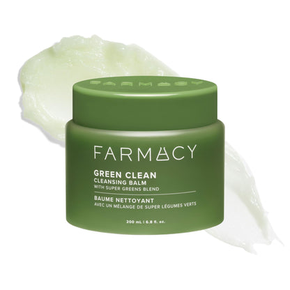 Farmacy Makeup Remover Cleansing Balm - Green Clean Waterproof Makeup Remover Balm + Oil Cleanser for Face - Gently Melts Make Up + SPF - Hydrates + Softens Skin with Super Greens + Papaya (200ml) Farmacy