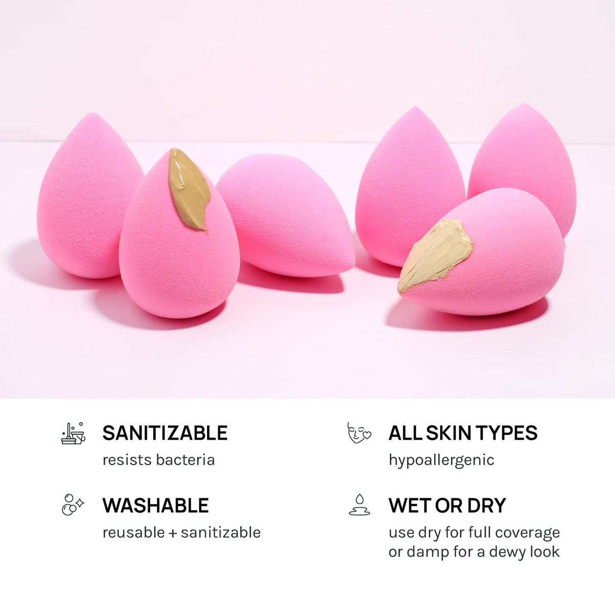 AOA Studio Collection makeup Sponge Set Latex Free and High-definition Set of 6 makeup Wonder blender For Powder Cream and Liquid, Super Soft Wonder Beauty Cosmetic AOA STUDIO