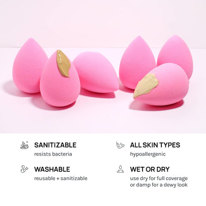 AOA Studio Collection makeup Sponge Set Latex Free and High-definition Set of 6 makeup Wonder blender For Powder Cream and Liquid, Super Soft Wonder Beauty Cosmetic AOA STUDIO