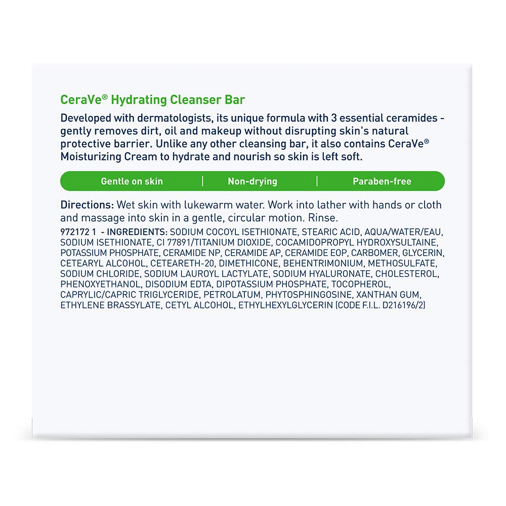 CeraVe Hydrating Cleanser Bar, Soap-Free Face & Body Cleanser, 2-Pack CeraVe