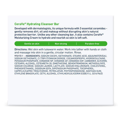 CeraVe Hydrating Cleanser Bar, Soap-Free Face & Body Cleanser, 2-Pack CeraVe