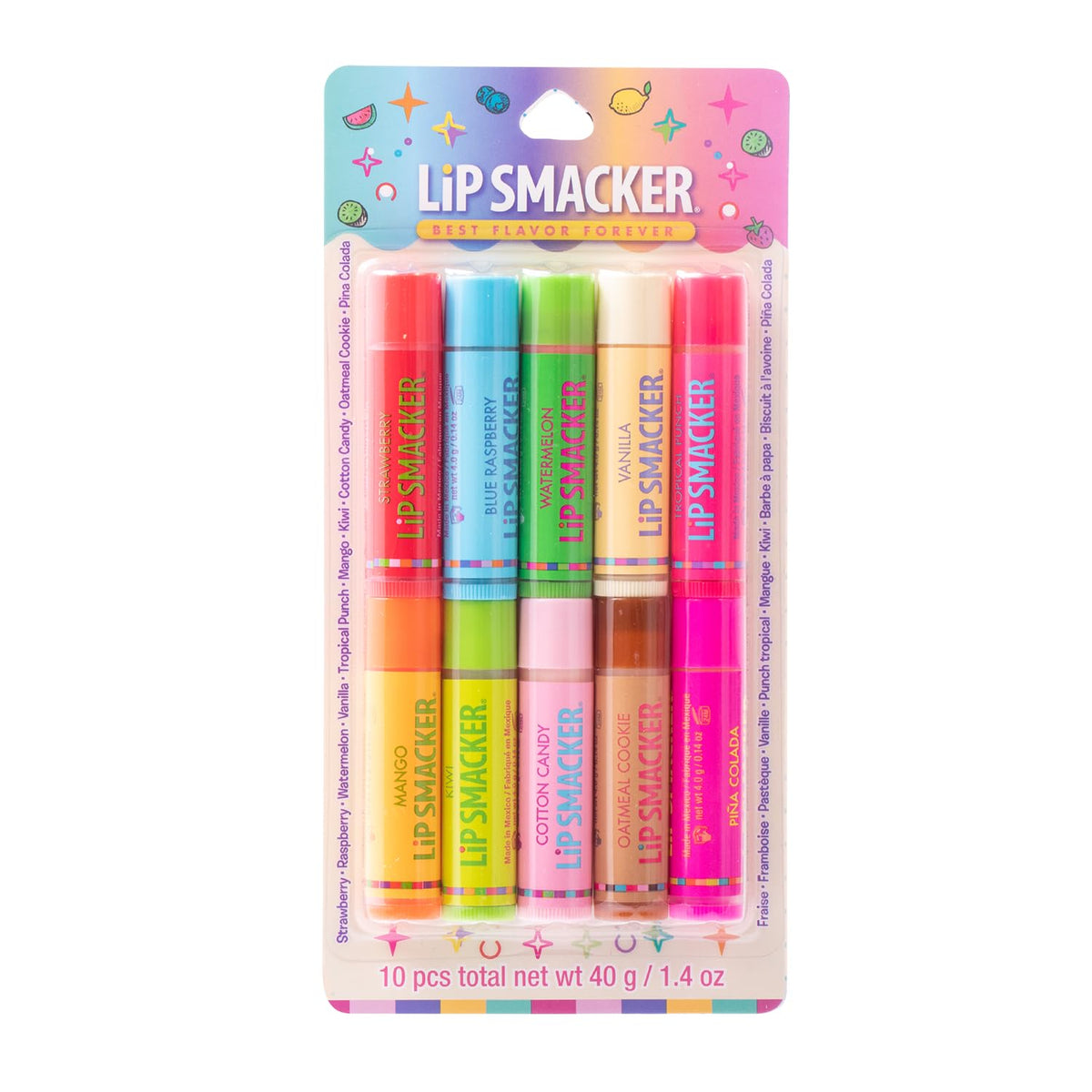 Lip Smacker Original & Best Party Pack - 10 Moisturizing Lip Balms, Classic Flavors, Hydrating & Protecting - Cruelty-Free- Oatmeal Cookie Lip Smacker