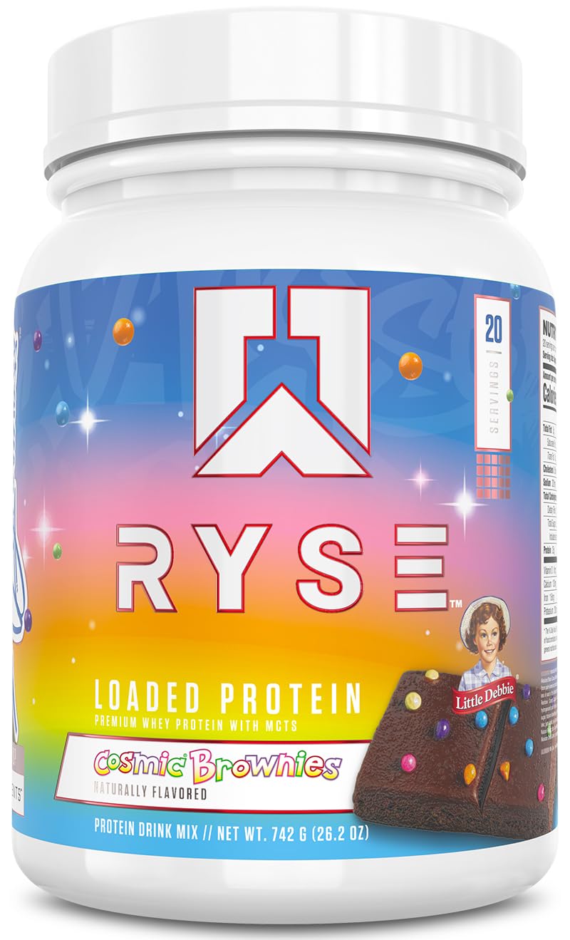 RYSE Loaded Protein Powder - Jet-Puffed Marshmallow - 25g Whey Protein Isolate & Concentrate with Prebiotic Fiber & MCTs - Low Carb, Low Sugar, Digestive-Friendly - 27 Servings / 2 lb Tub
