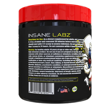 Insane Labz Psychotic Rated-R, High Stimulant Pre Workout Powder, Extreme Lasting Energy, Focus and Endurance with 8G+ L-Citrulline Malate, 3.2G+ Beta Alanine, 1G+ GABA, (25 Servings, Sour Grape)