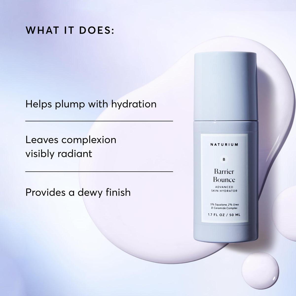 Naturium Barrier Bounce Serum, Plumps & Hydrates Face, Neck & Chest, Hydration Booster & Skin Care with Squalene & Ceramide Complex, 1.7 fl oz Naturium