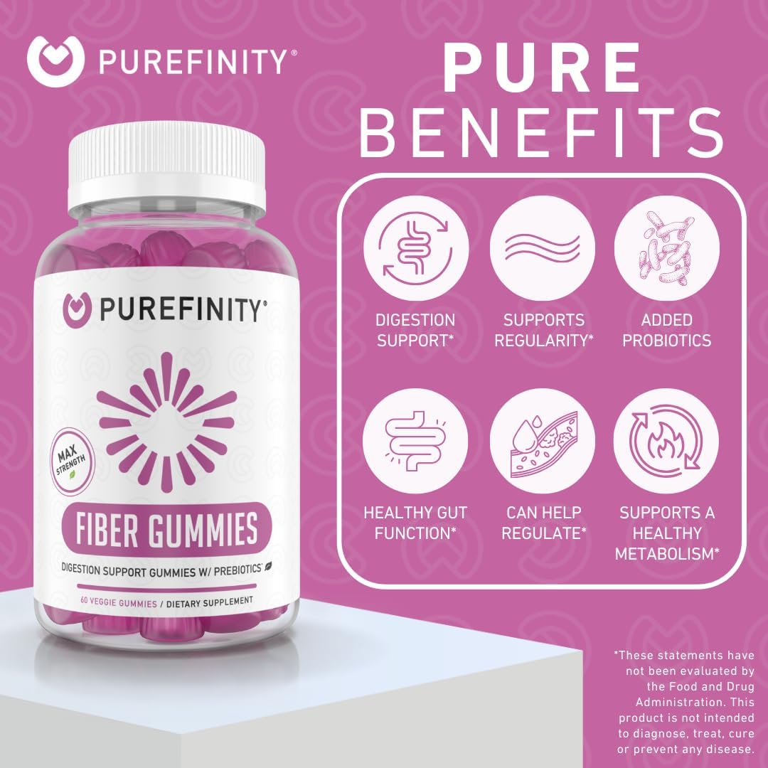 PUREFINITY Fiber + Elderberry Gummies Bundle (Inulin FOS Prebiotic Fiber Gummies + Double Strength Elderberry Gummies with Zinc & Vitamin C)