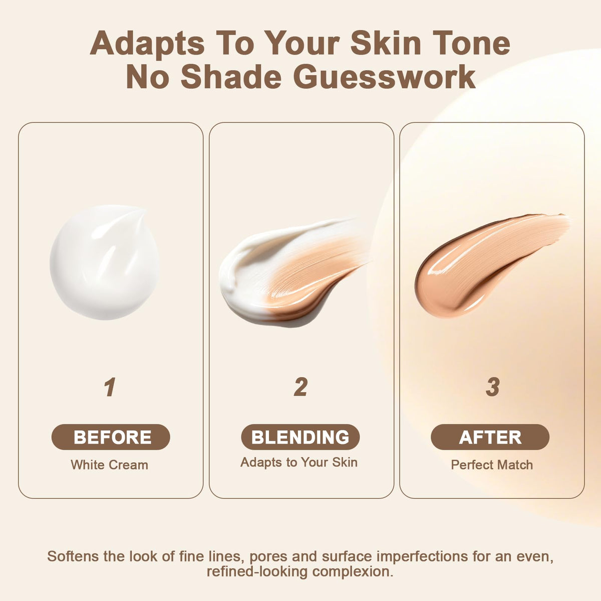 Color Changing Foundation -Skin Tone Adapting Liquid Foundation for Women Océane