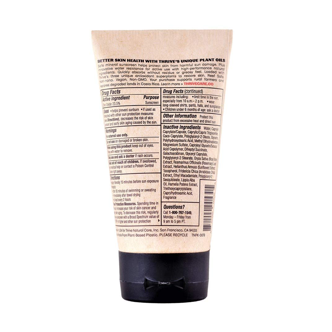 Thrive Natural Care Reef Safe Sunscreen SPF50 - Hawaii 104 Reef Act Compliant - Mineral Sunscreen Non-Nano Zinc Oxide - Vegan, (5.8 Oz (Pack of 1)) Thrive Natural Care