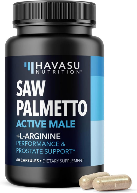 Saw Palmetto and L-Arginine for Men Capsules for Men's Health, 30 Servings | Vegan, Non-GMO Prostate Health Supplements for Men and Nitric Oxide Support, Urinary Tract Function and Endurance Support Gsupps Australia