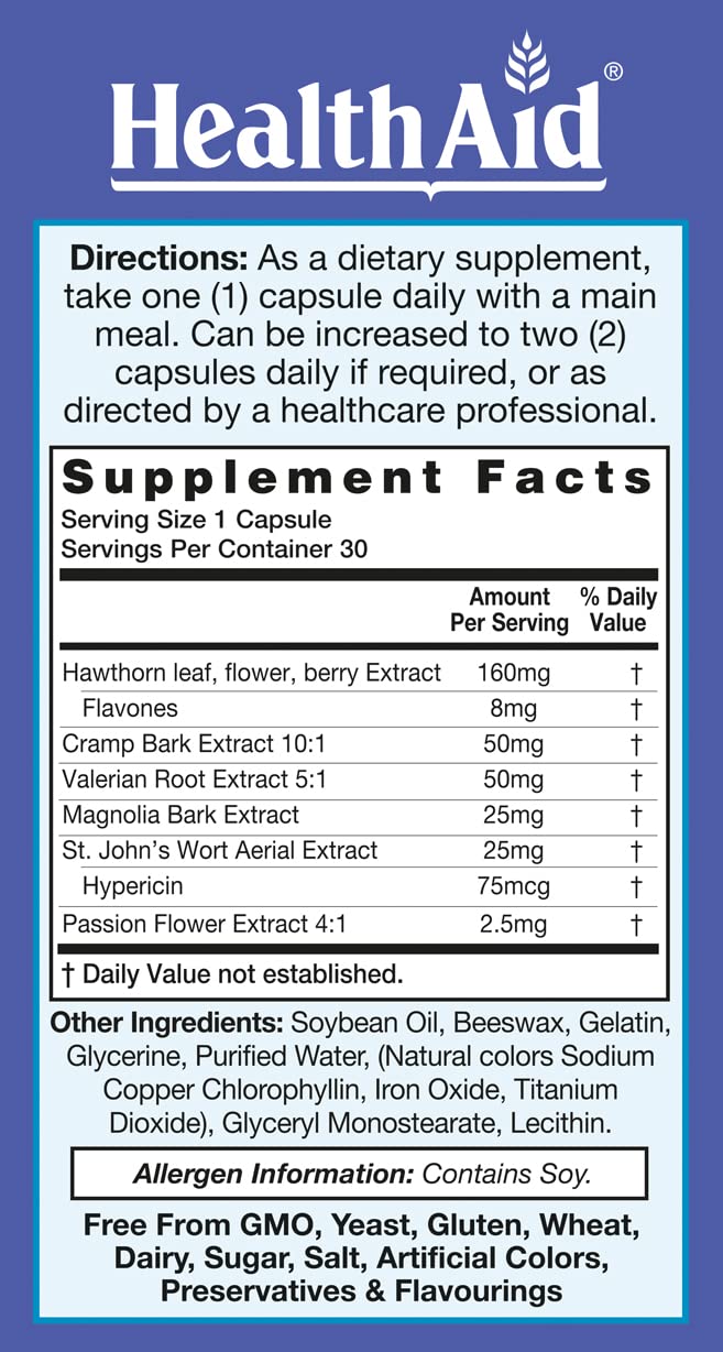RelaxEase, Herbal Blend to Support Harmony and Tranquility, Once Daily, 30 ct, Helps Promote Health and Relaxation HealthAid buy australia supplements