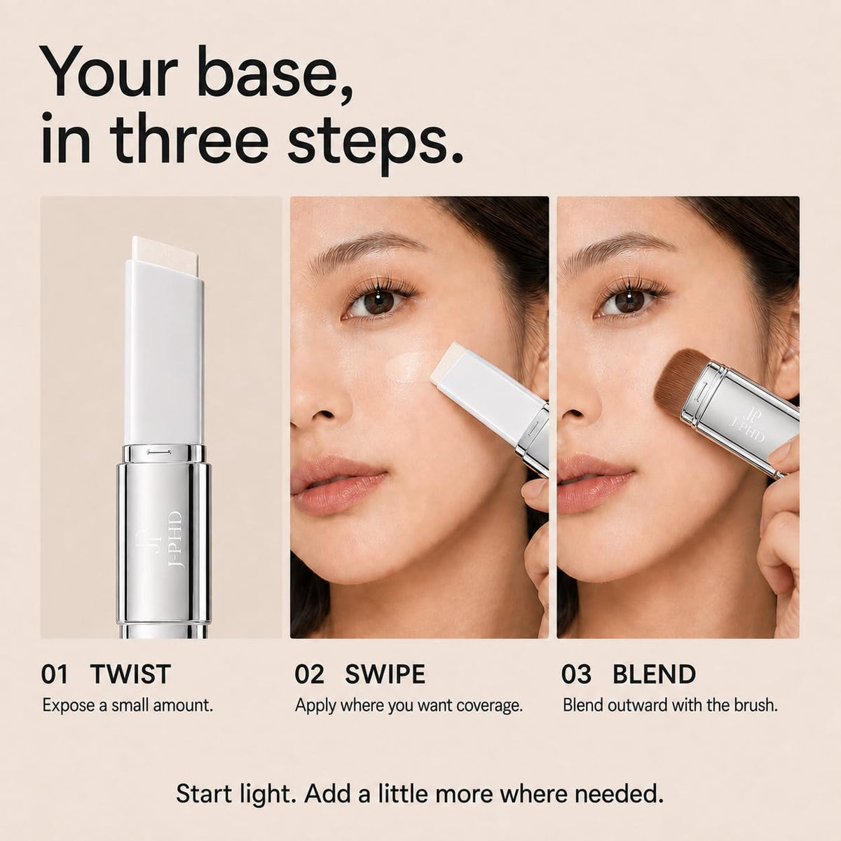 AUROVIDA 2 in1 Color Changing Korean Foundation Stick with Brush Makeup 02# Aurovida