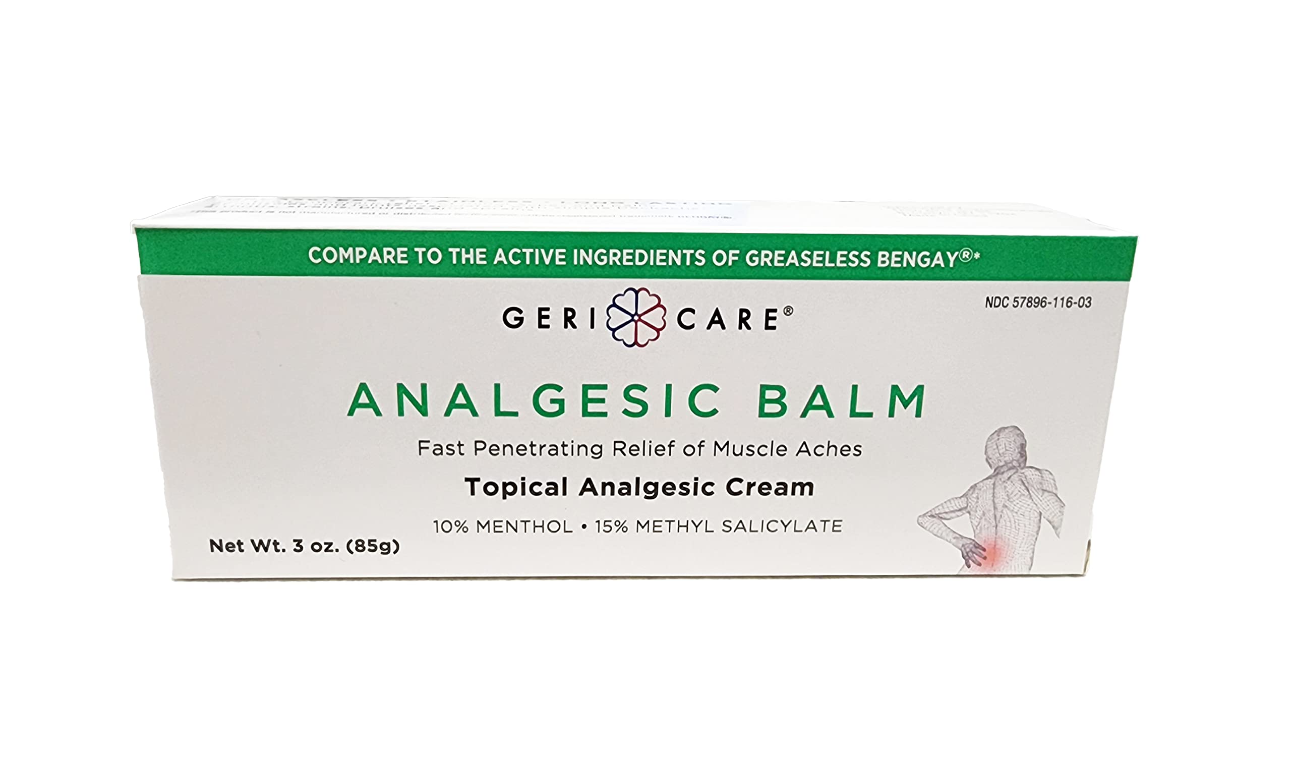 GeriCare Topical Analgesic Cream, Menthol 10%, Methyl Salicylate 15%, Fast Absorption, Pain Relief of Minor Muscle Aches, Body Stiffness, Joint Pain & Soreness, 3 Ounce (Pack of 1) GeriCare buy australia supplements