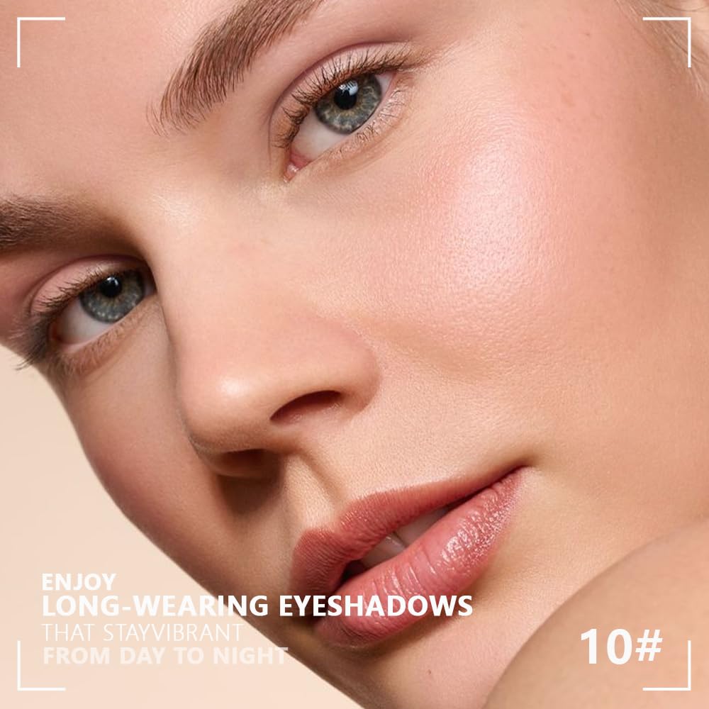 HHLTOH 4 Colors Vanilla Nude Eyeshadow Palette, Light Beige Pink Ivory White Quads, Matte & Shimmer Soft Blendable Eye Shadow, Natural Everyday Makeup for Mature Skin, Vegan, Sombras de Ojos HHLTOH