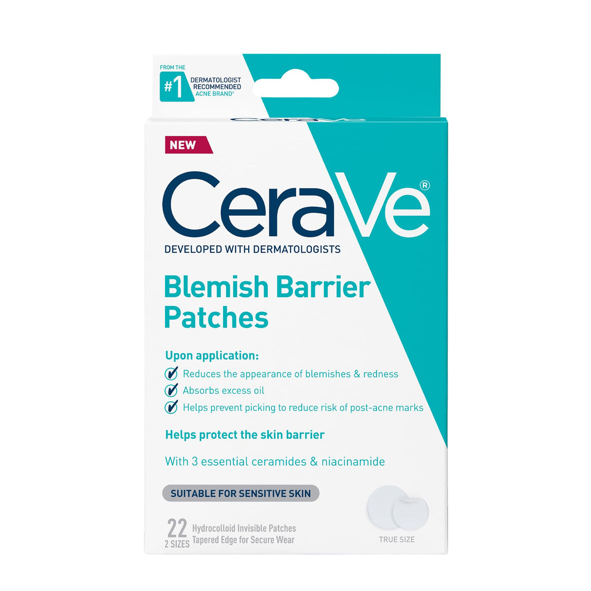 CeraVe Hydrocolloid Pimple Patches with Niacinamide, Ultra-Thin, 22ct CeraVe