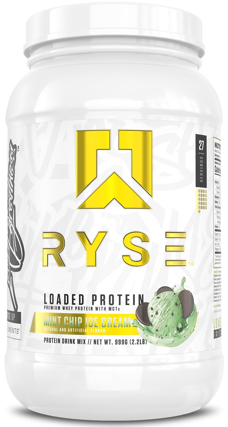 RYSE Loaded Protein Powder - Jet-Puffed Marshmallow - 25g Whey Protein Isolate & Concentrate with Prebiotic Fiber & MCTs - Low Carb, Low Sugar, Digestive-Friendly - 27 Servings / 2 lb Tub