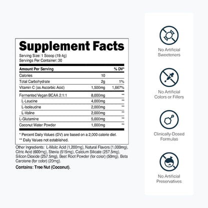 Transparent Labs BCAA Glutamine Powder (30 Servings, Tropical Punch) & Creatine HMB (30 Servings, Unflavored)