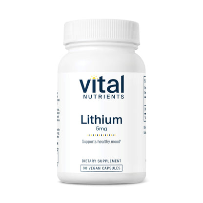Vital Nutrients Lithium Orotate - Vegan Lithium Supplements for Memory, State of Mind, and Behavioral Health*- 5mg - Gluten, Dairy, Soy Free - 90 Capsules Vital Nutrients
