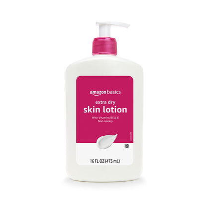 Amazon Basics Body Lotion For Dry Skin with Vitamins B5 & E, Clean Scent, 16 fl oz (Previously Solimo) Amazon Basics