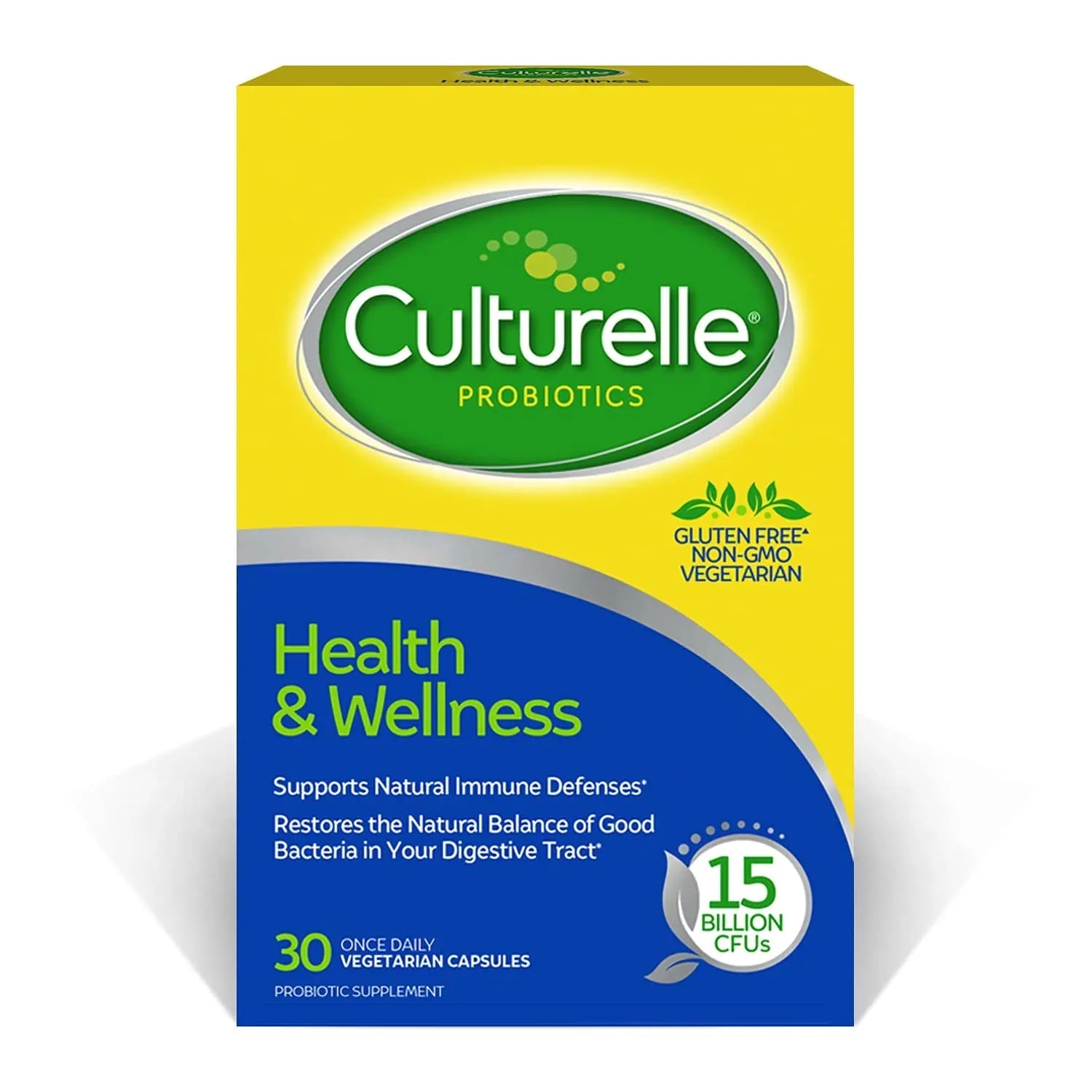 Culturelle Health & Wellness Daily Probiotic for Women & Men - 30 Count - 15 Billion CFUs & A Proven-Effective Probiotic Strain Support your Immune System- Gluten Free, Soy Free, Non-GMO Culturelle buy australia supplements