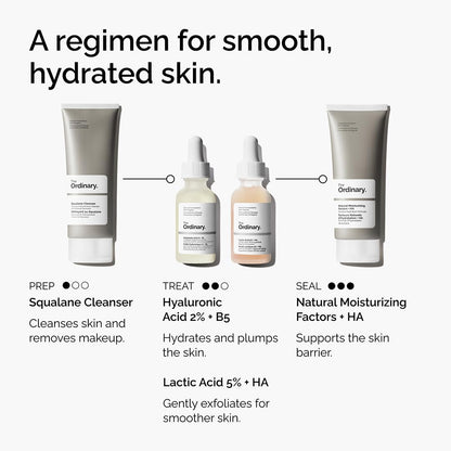 The Ordinary Lactic Acid 5% + Hyaluronic Acid 2%, Gentle Exfoliating Serum for Smoother Skin, 1 Fl Oz The Ordinary
