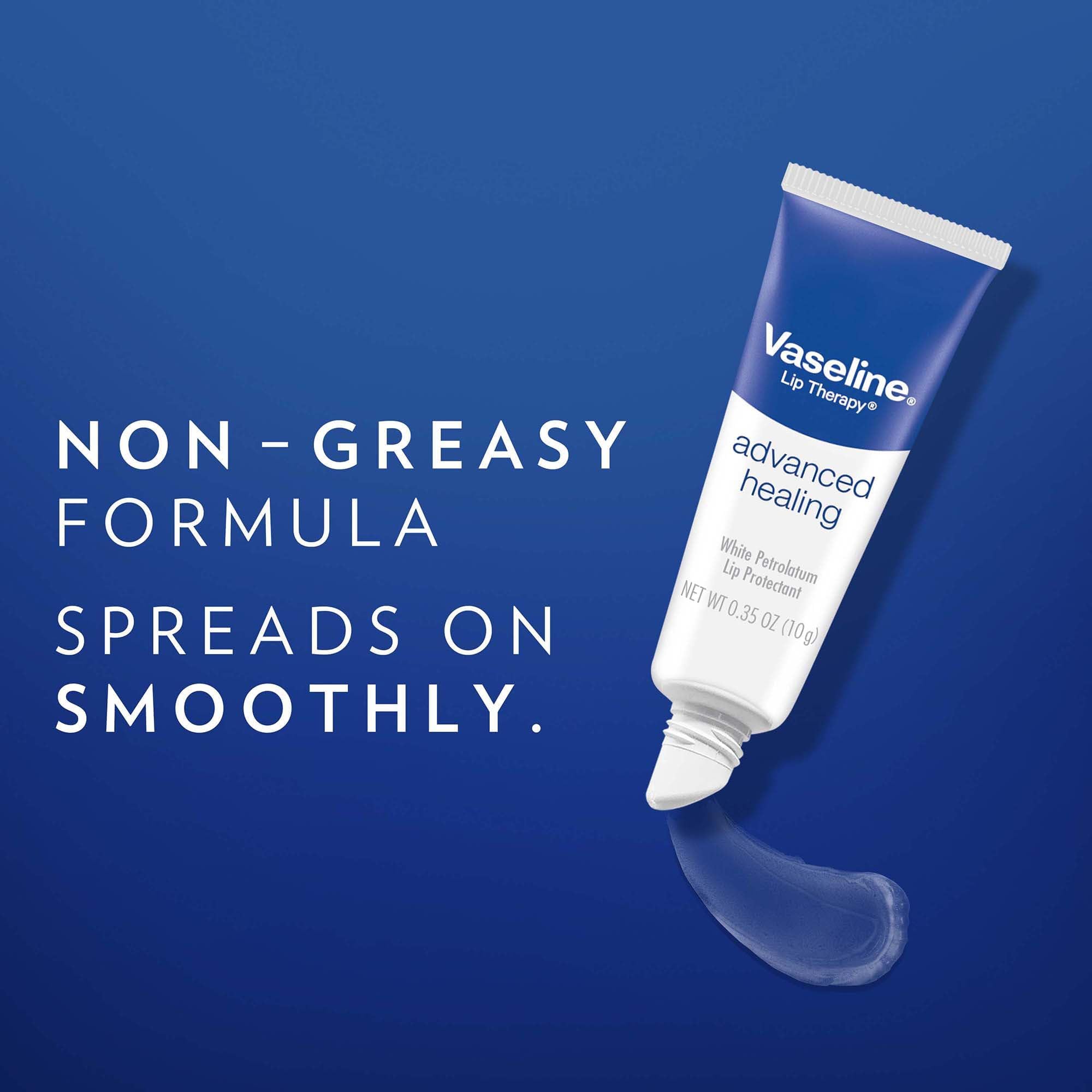 Vaseline Lip Therapy Advanced Healing 3-Pack – White Petroleum Moisturizing Lip Balm for Extremely Dry Lips, 0.35 Oz Ea