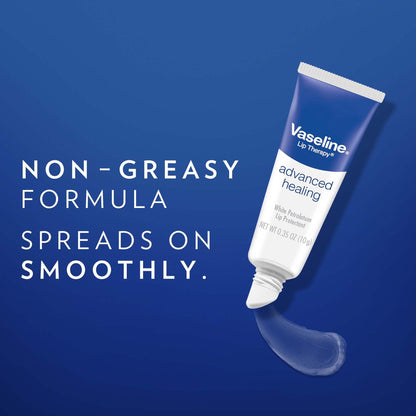 Vaseline Lip Therapy Advanced Healing 3-Pack – White Petroleum Moisturizing Lip Balm for Extremely Dry Lips, 0.35 Oz Ea Vaseline