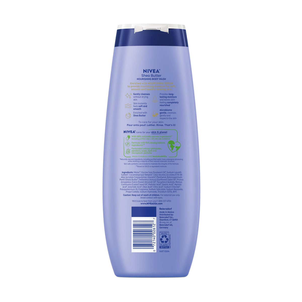 NIVEA Nourishing Shea Butter Body Wash, Nourishing Serum, 20 FL OZ NIVEA