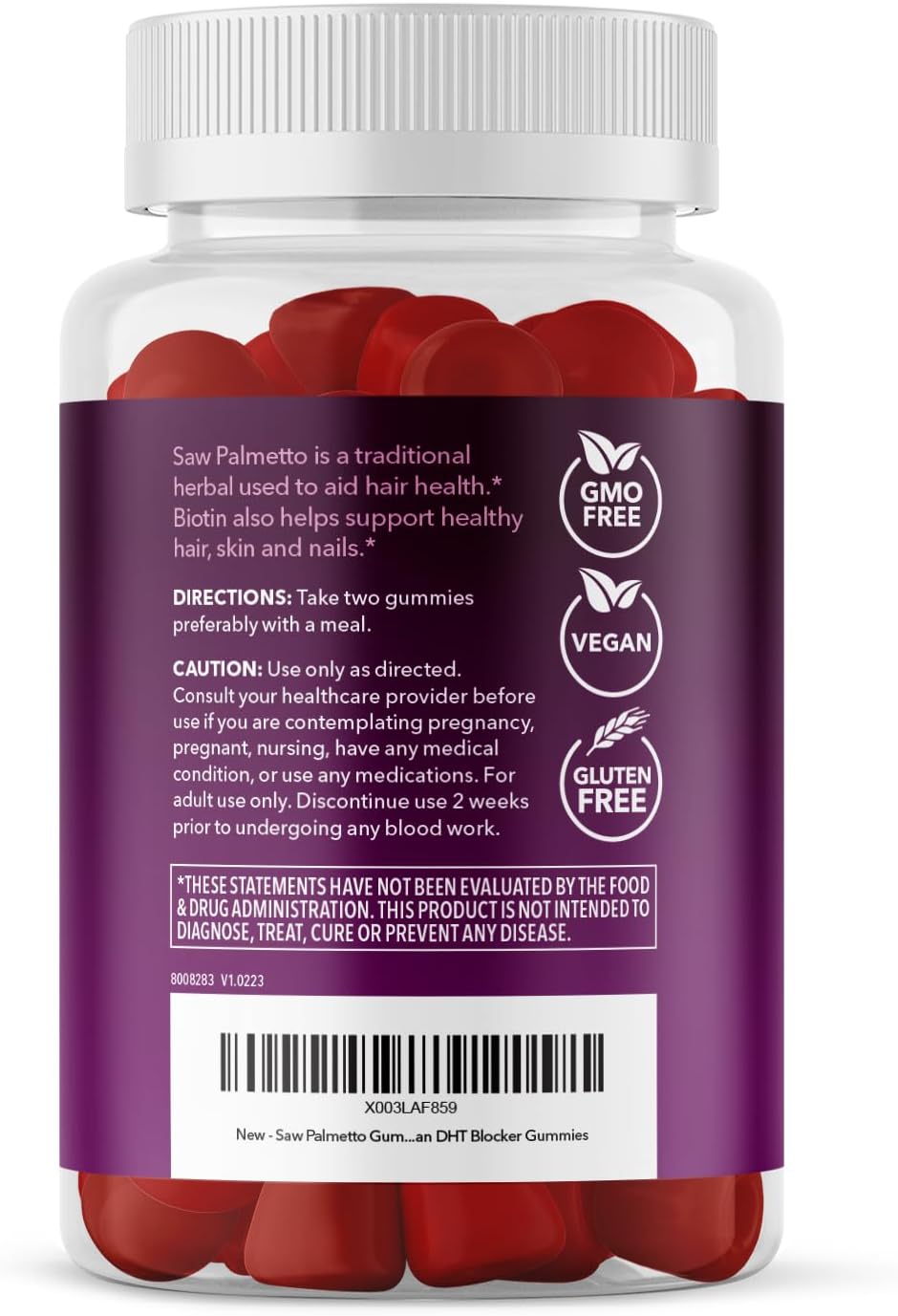 Saw Palmetto Gummies for Women, Raspberry, 60ct, 2500mcg Biotin | DHT Blocker & Hair, Skin, Nail Health Gummies, Supports Stronger-Looking Hair, Raspberry Flavor, 1 Month Supply Gsupps Australia