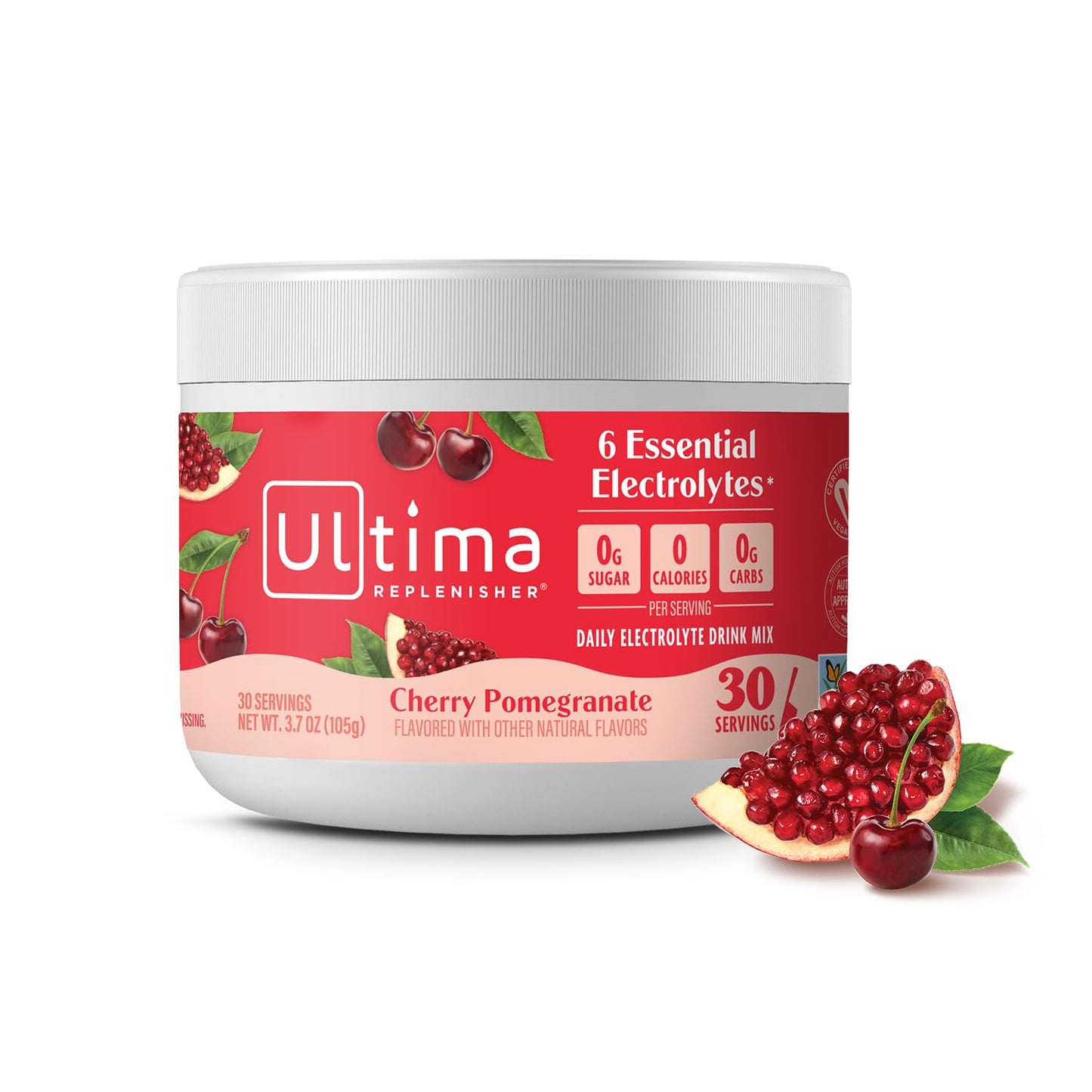 Ultima Replenisher Daily Electrolyte Powder Drink Mix – Sugar Free – Cherry Pomegranate, 30 Servings – Hydration Powder with 6 Electrolytes Ultima Replenisher