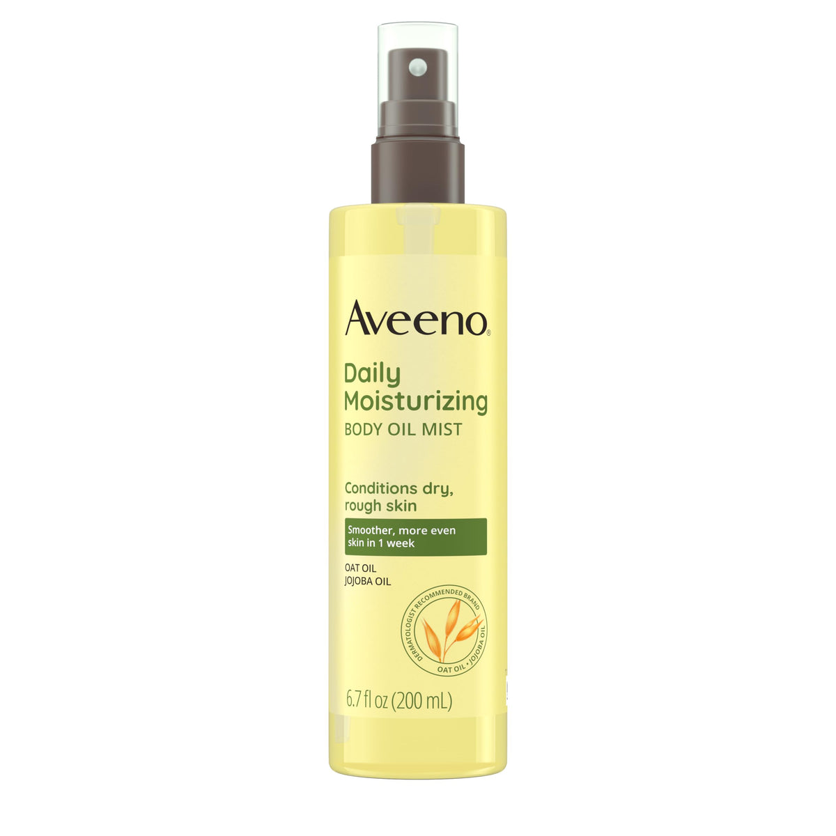 Aveeno Daily Moisturizing Body Oil Mist with Oat Oil and Jojoba Oil for Rough, Dry, Sensitive Skin, Nourishing Body Spray for Smoother, More Even Skin, Paraben- & Silicone-Free, 6.7 fl. oz Aveeno