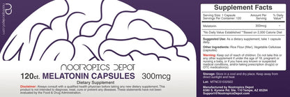 Melatonin Capsules | 300mcg | 120 Pills | Supports Healthy Sleep Cycles | Promotes Relaxation | Natural Sleep Aid Supplement