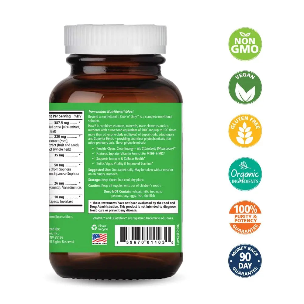 One n Only Whole Food Multivitamin by Pure Essence - Super Energetic Once a Day with Superfoods, Minerals, Enzymes PURE ESSENCE LABS buy australia supplements