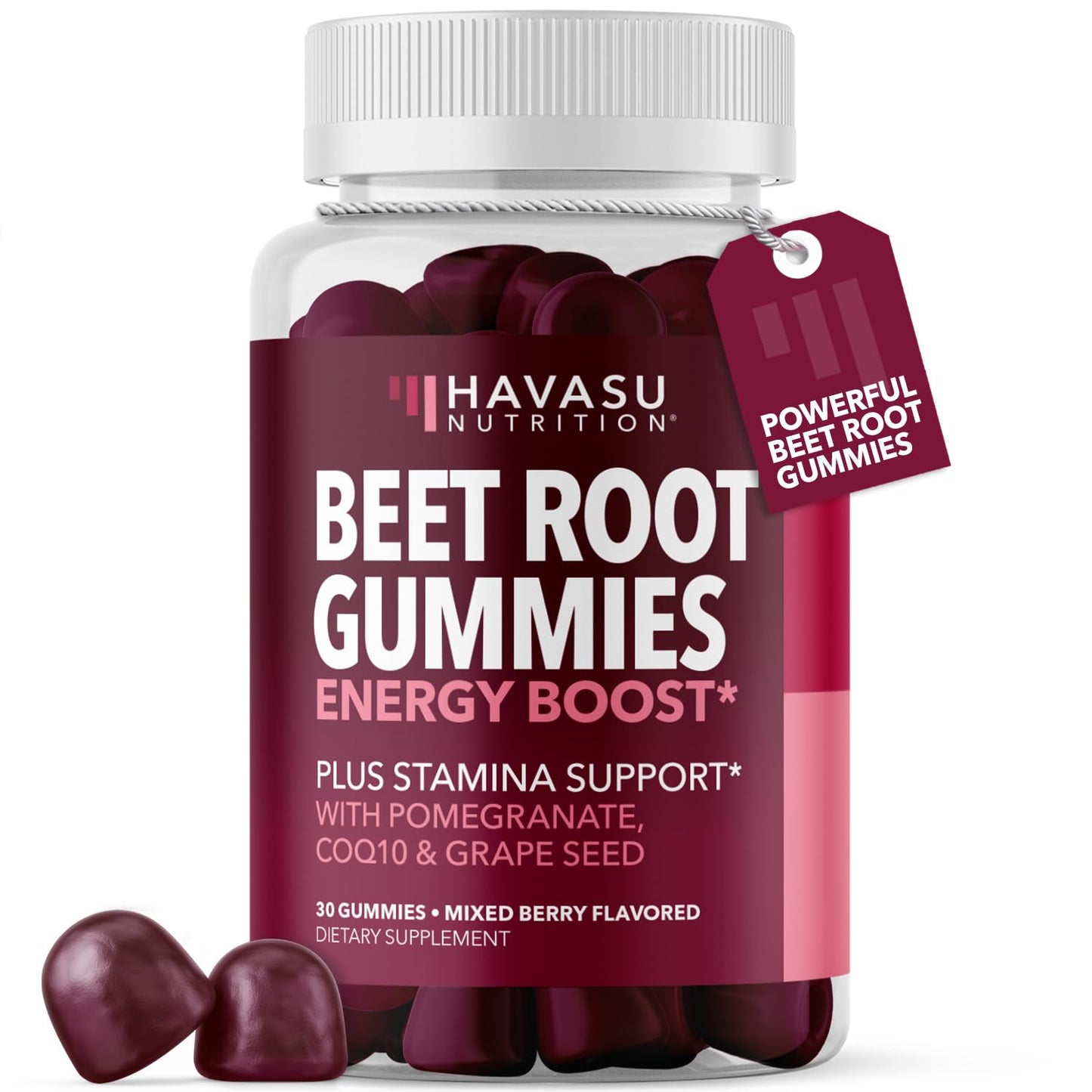 Beet Root Gummies with COQ10 and Grape Seed, Mixed Berry, 30 Servings | Nitric Oxide Supplement with Beetroot, Grape Seed Extract and COQ10 for Performance and Recovery, Vegan, Non-GMO, Gluten-Free Gsupps Australia