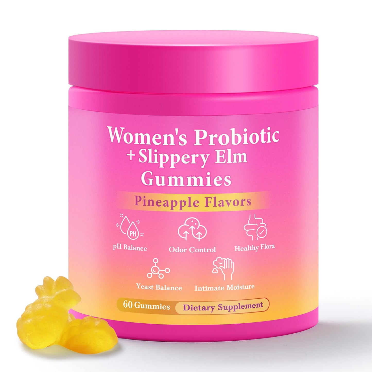 BURMINY Her Juicy Feminine Probiotics Gummies, Premium Feminine Balance Probiotics with Slippery Elm for Women's pH Balance and Freshness – Support Daily Wellness BURMINY